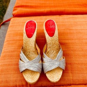 Christian Louboutin silver espadrilles size 8.5 (US)